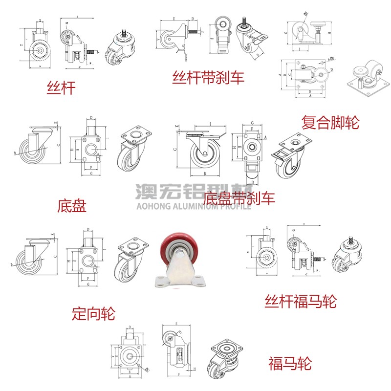 腳輪與工業鋁型材框架連接