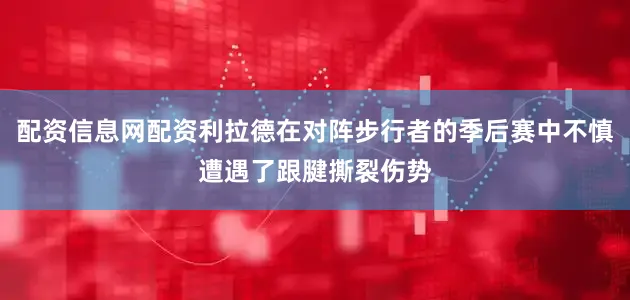 配资信息网配资利拉德在对阵步行者的季后赛中不慎遭遇了跟腱撕裂伤势
